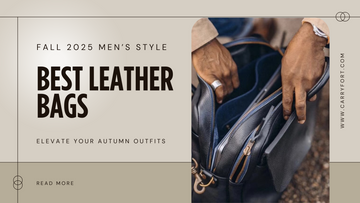 Titelbild: Herren-Ledertaschen für den Herbst 2025, Hände öffnen eine Ledertasche
