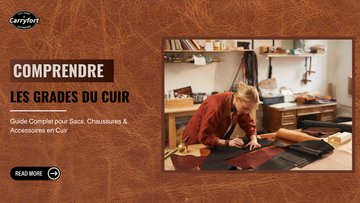 Bannière du guide « Comprendre les grades du cuir » : une personne coupe du cuir dans un atelier