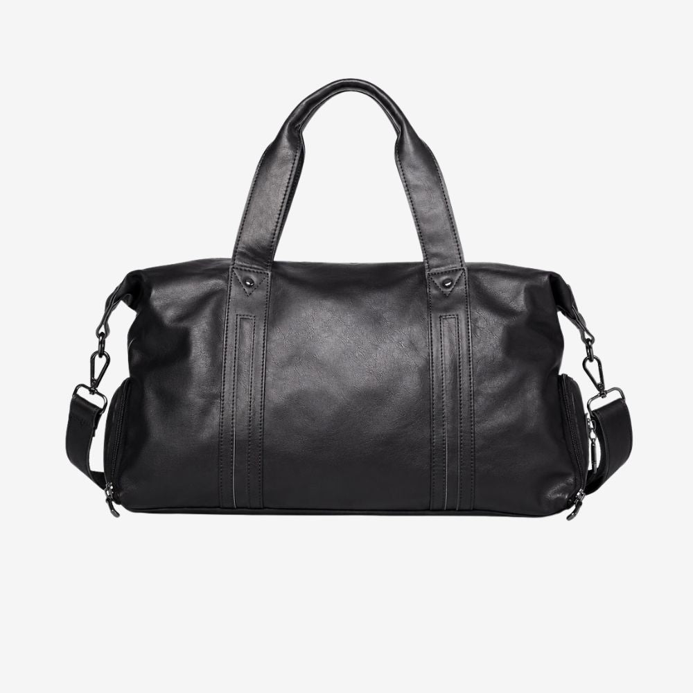 Men's Black Leather Weekender Bag 