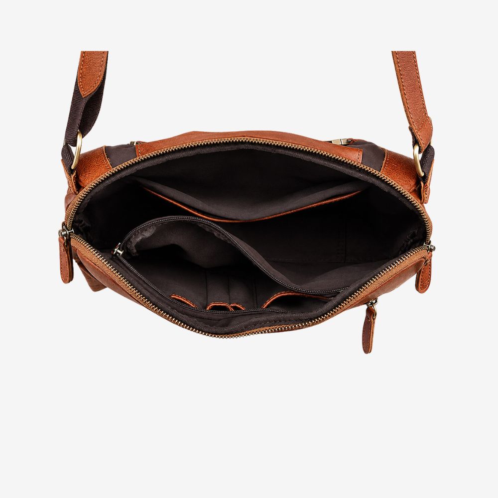 Brown Leather Crossbody Bag - Stylish Shoulder Bag for Men, Fits 11-Inch Tablets
