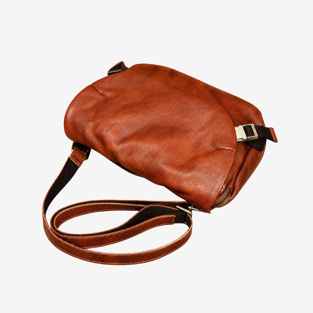 Brown Leather Crossbody Bag - Stylish Shoulder Bag for Men, Fits 11-Inch Tablets