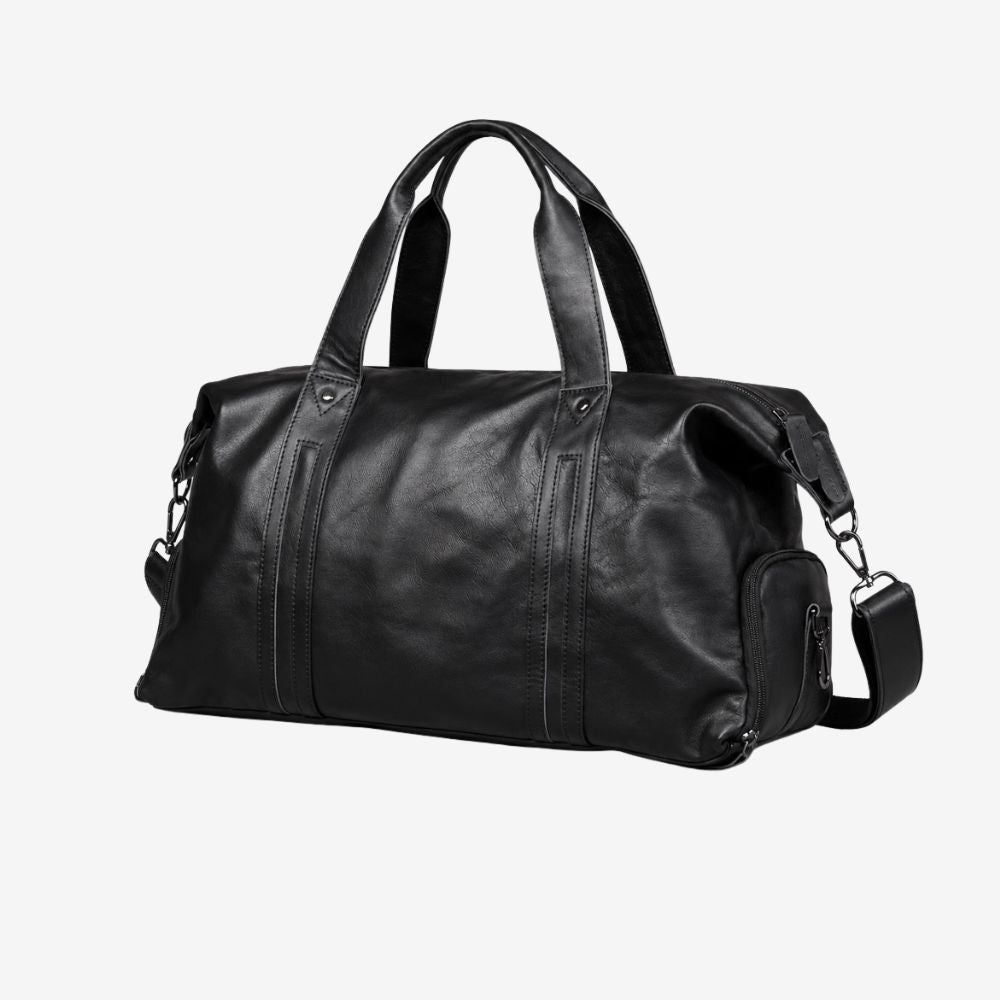 Men's Black Leather Weekender Bag 