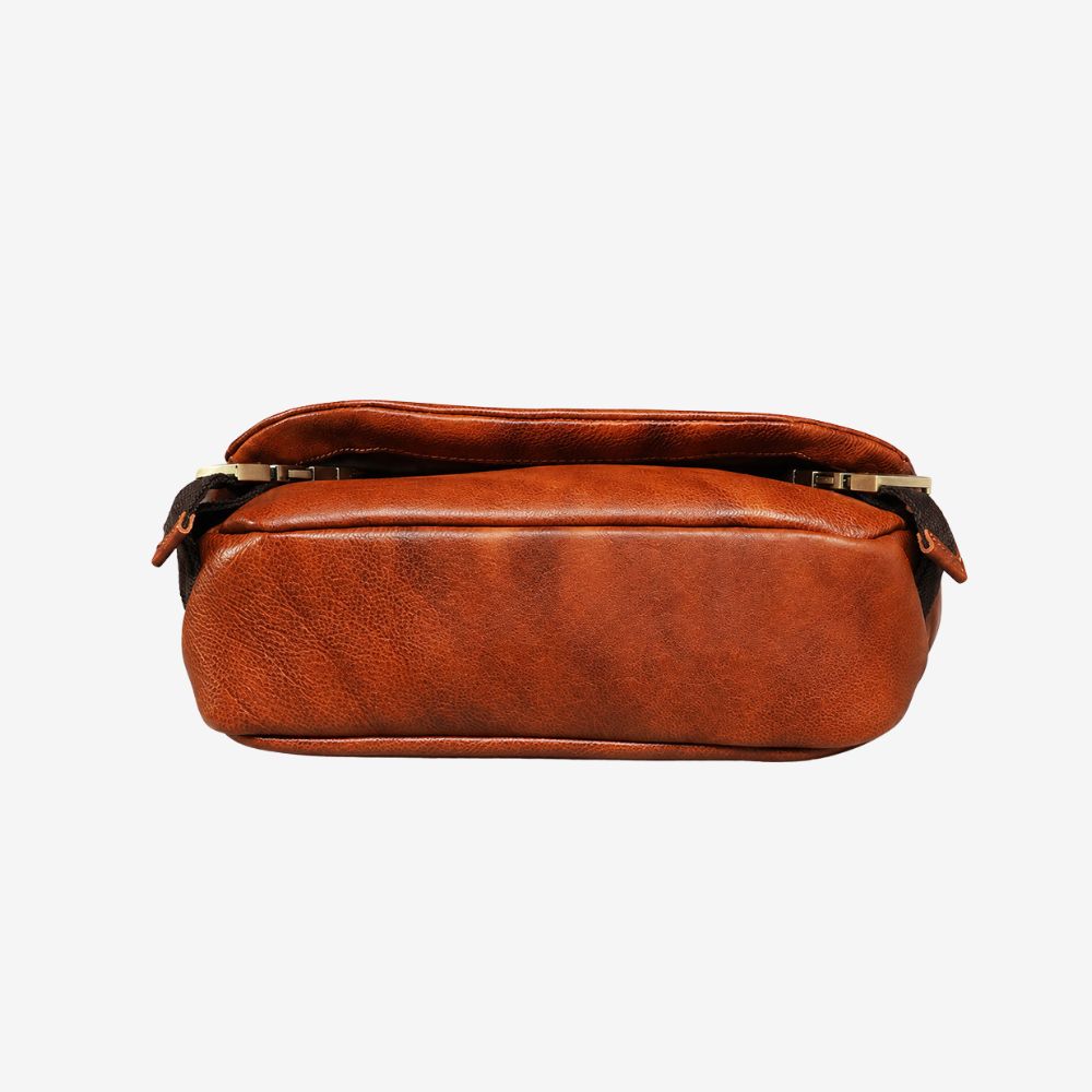 Brown Leather Crossbody Bag - Stylish Shoulder Bag for Men, Fits 11-Inch Tablets