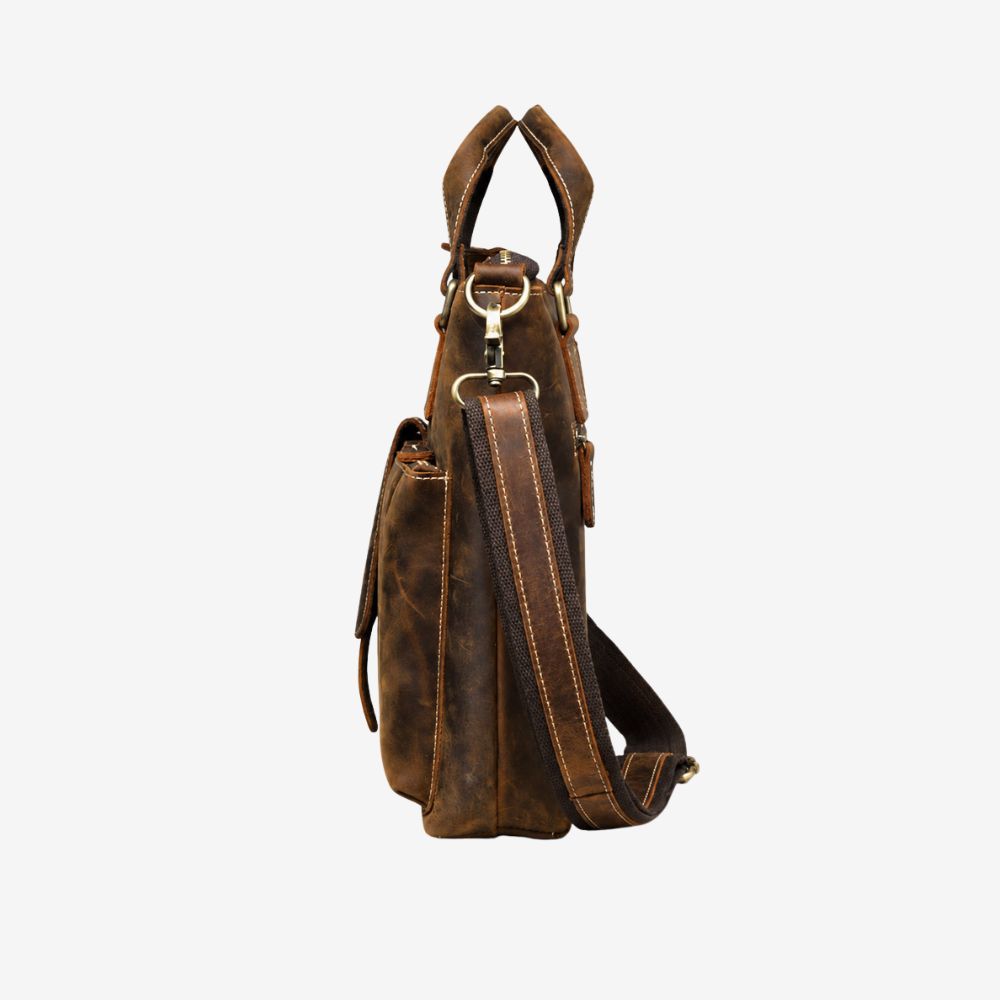 Brown leather briefcase for men