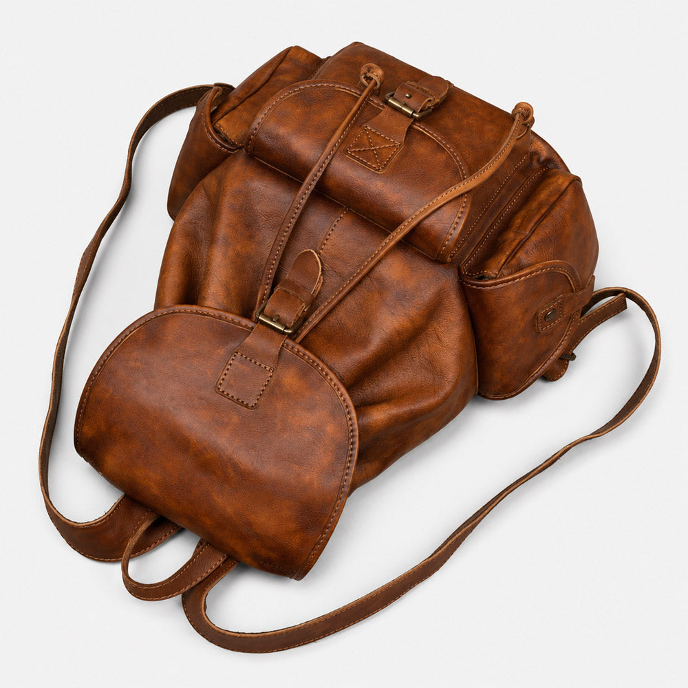 vintage leather backpack