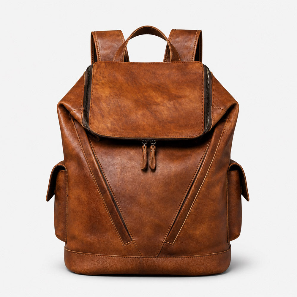 Brown Leather Backpack for Men