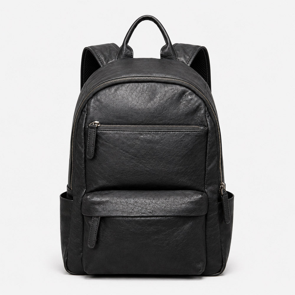 black commuter leather backpack
