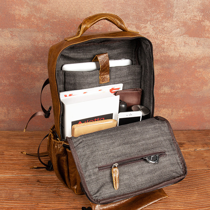 High-Capacity Core Built into This Leather Laptop Bag for Men