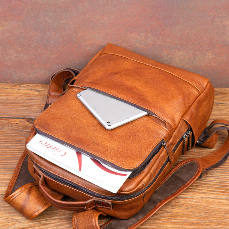 leather backpack seamlessly blends functionality and style