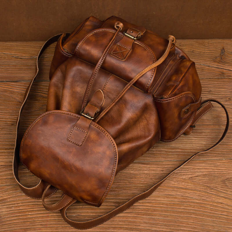 Vintage Leather Backpack Crafted for High-Speed Exploration