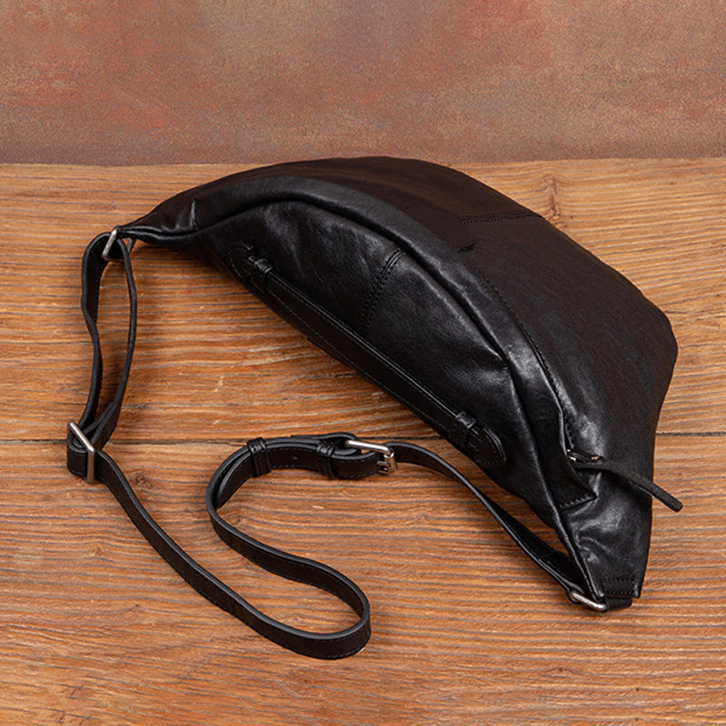 premium leather and shaped with a timeless vintage silhouette mens bum bag