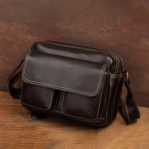 black leather messenger bag