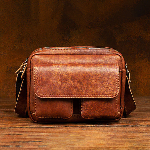 brown leather bag