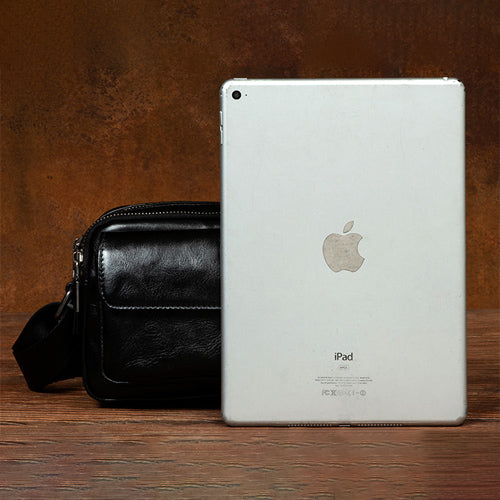 Black Leather Crossbody Bag Built to Eliminate Heavy Trouser Bulge