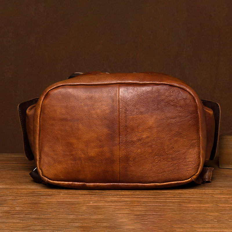 Brown Leather Backpack for Men