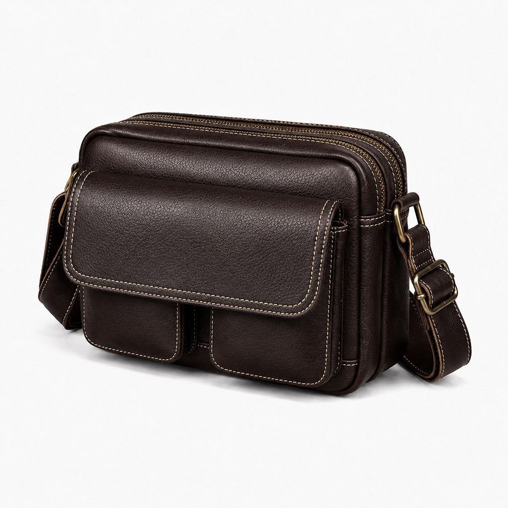 brown leather messenger bag