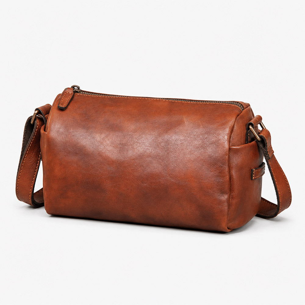 Brown men's leather crossbody bag for daily essentials