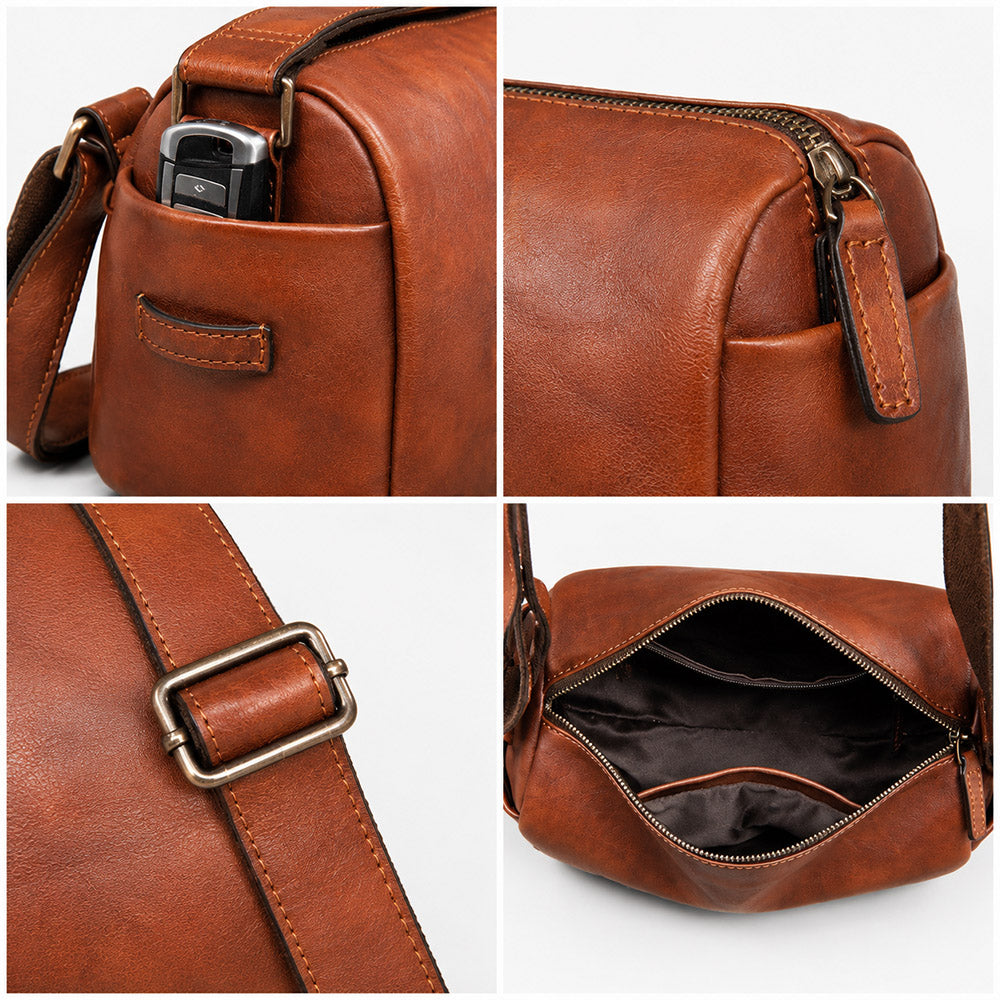 Brown Leather Crossbody Bag for Daily Essentials – Stylish Shoulder Bag for Casual Outings
