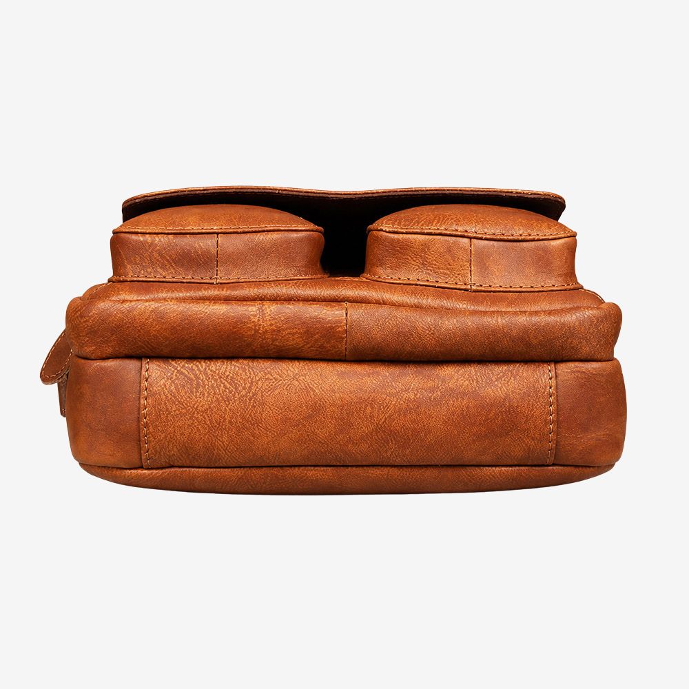 Brown Leather Crossbody Bag for Men – Compact Brown Leather Shoulder Bag for Casual Outings
