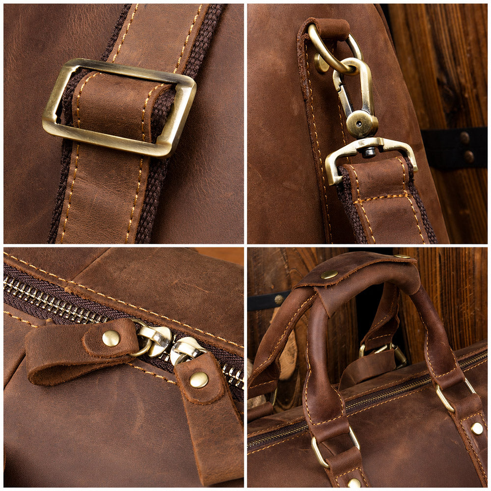 leather laptop bag details