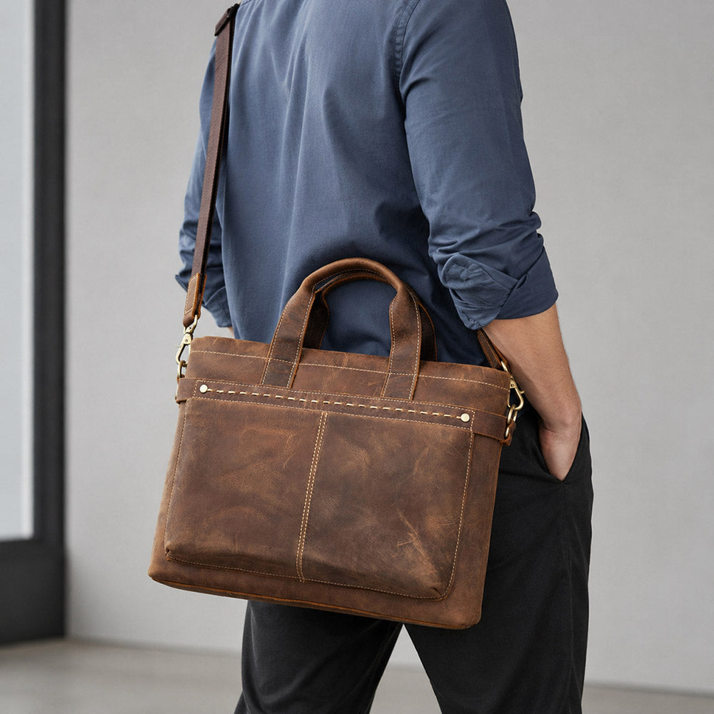 brown leather crossbody bag